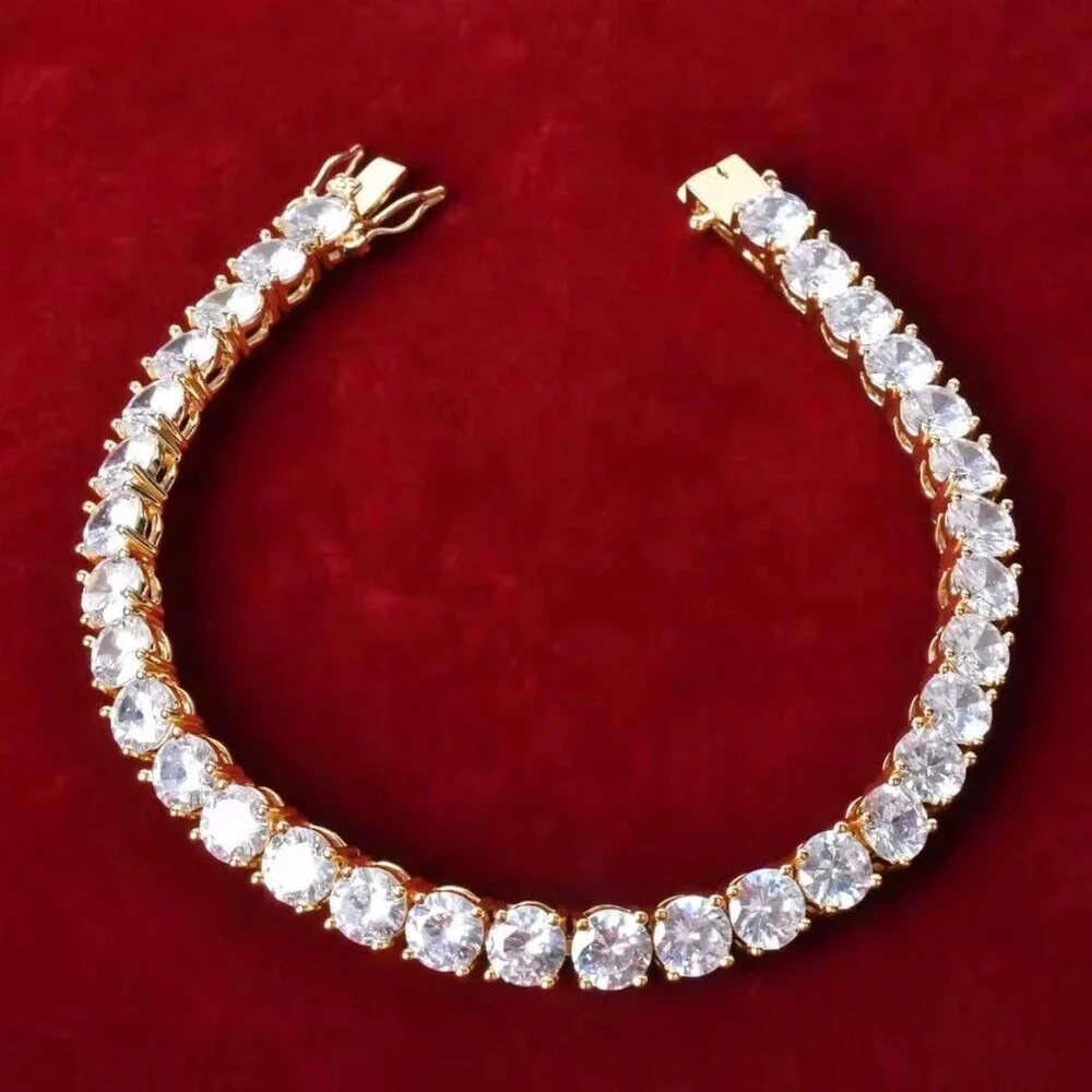 Gold Tennis Bracelet  8inch Stainless Steel